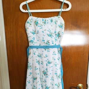 White And Blue Floral Cami Dress